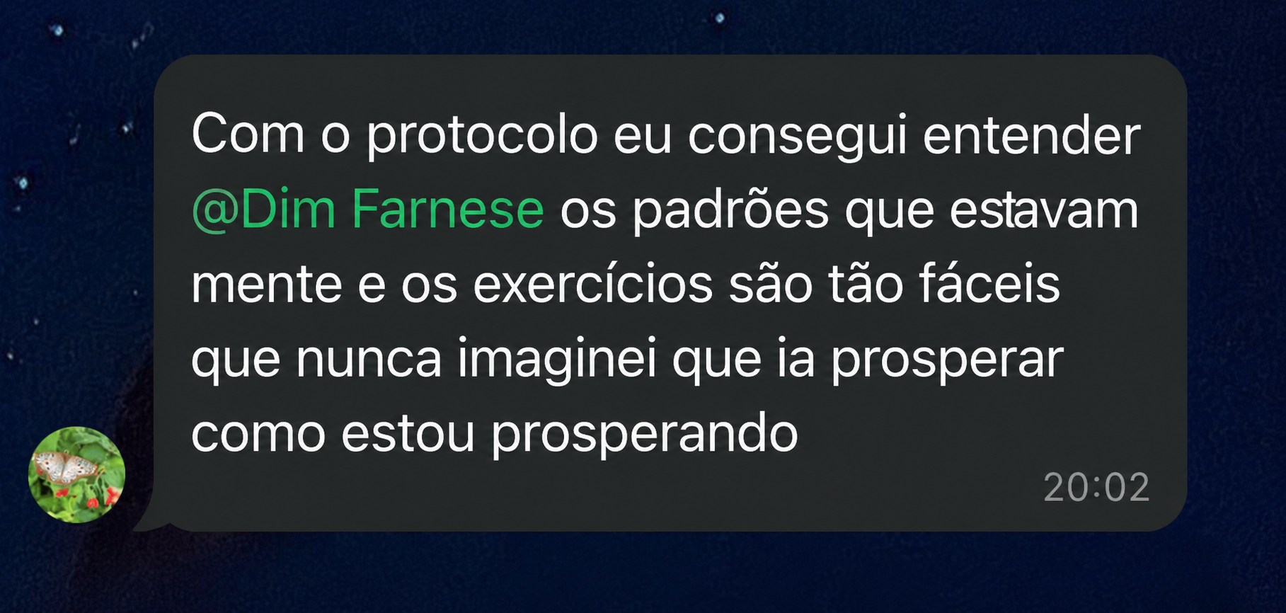 Depoimento de aluna sobre o protocolo